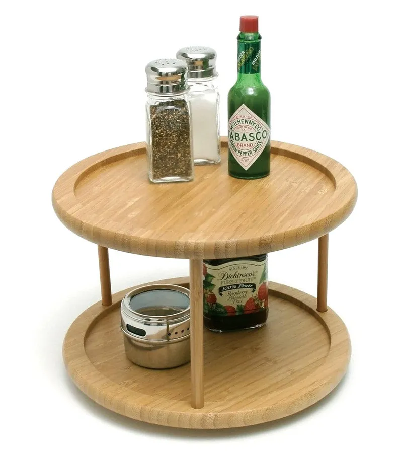 10 Inch Bamboo Two-Tier Lazy Susan Turntable