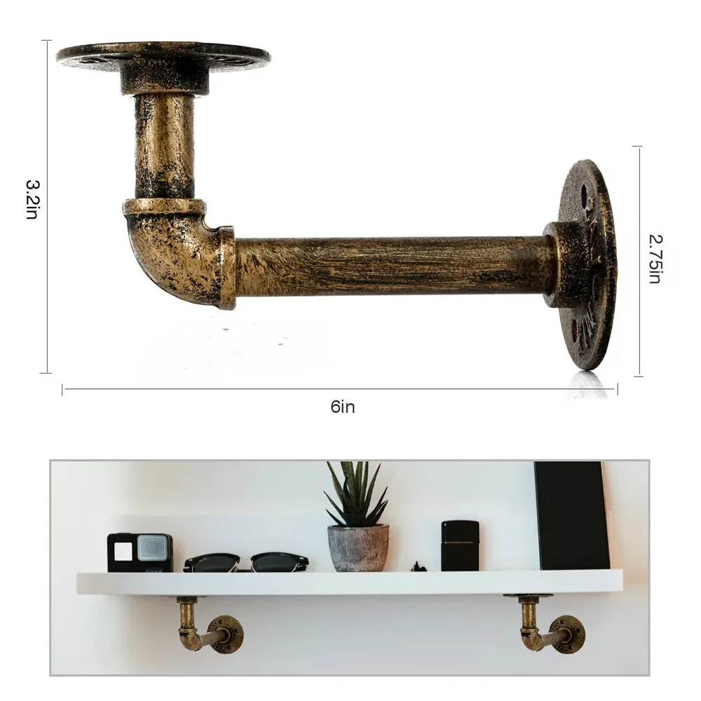 1/2/4pcs 15x8cm Pipe Shelf Bracket Iron Industrial Pipe Shelf Bracket Mounting Bracket Holder Storage Holders Racks Home