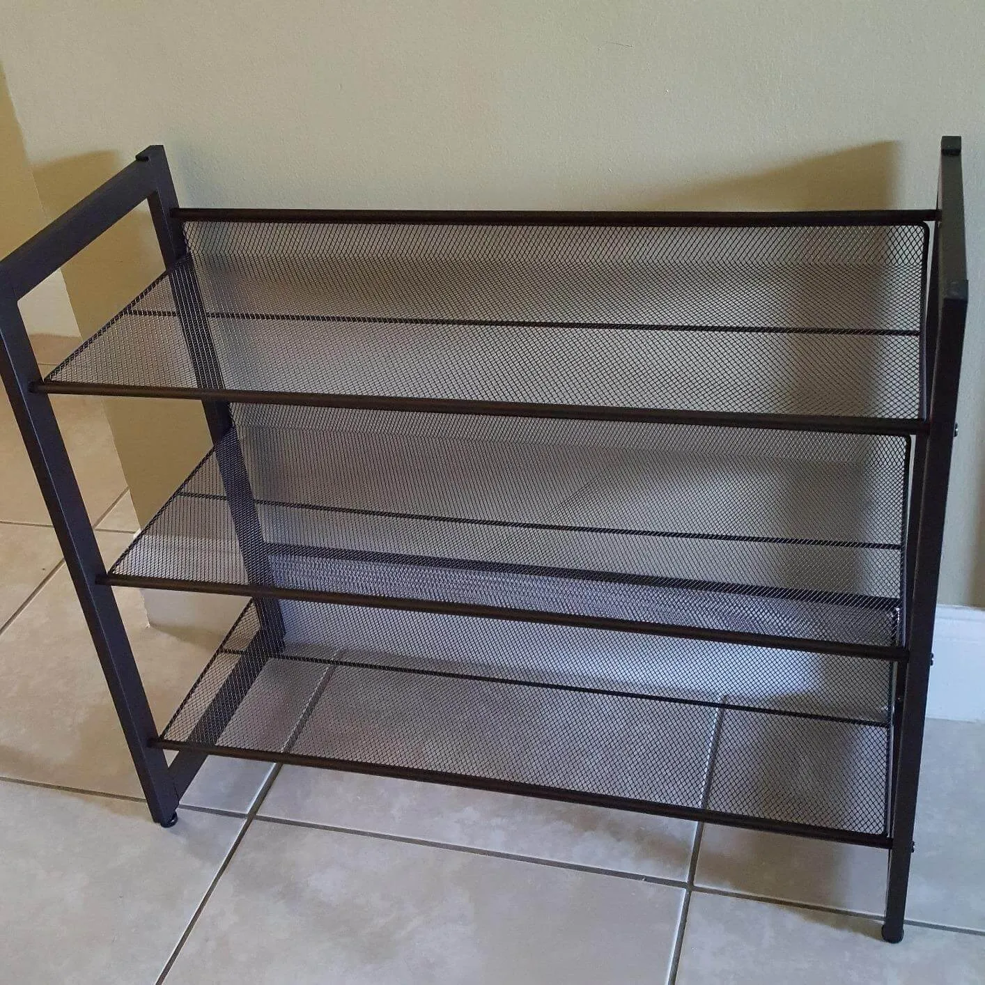 3-Tier Stackable Metal Rack Flat & Slant Adjustable Shoe Organizer Shelf for Closet Bedroom Entryway 291"x 122" x 247" Bronze