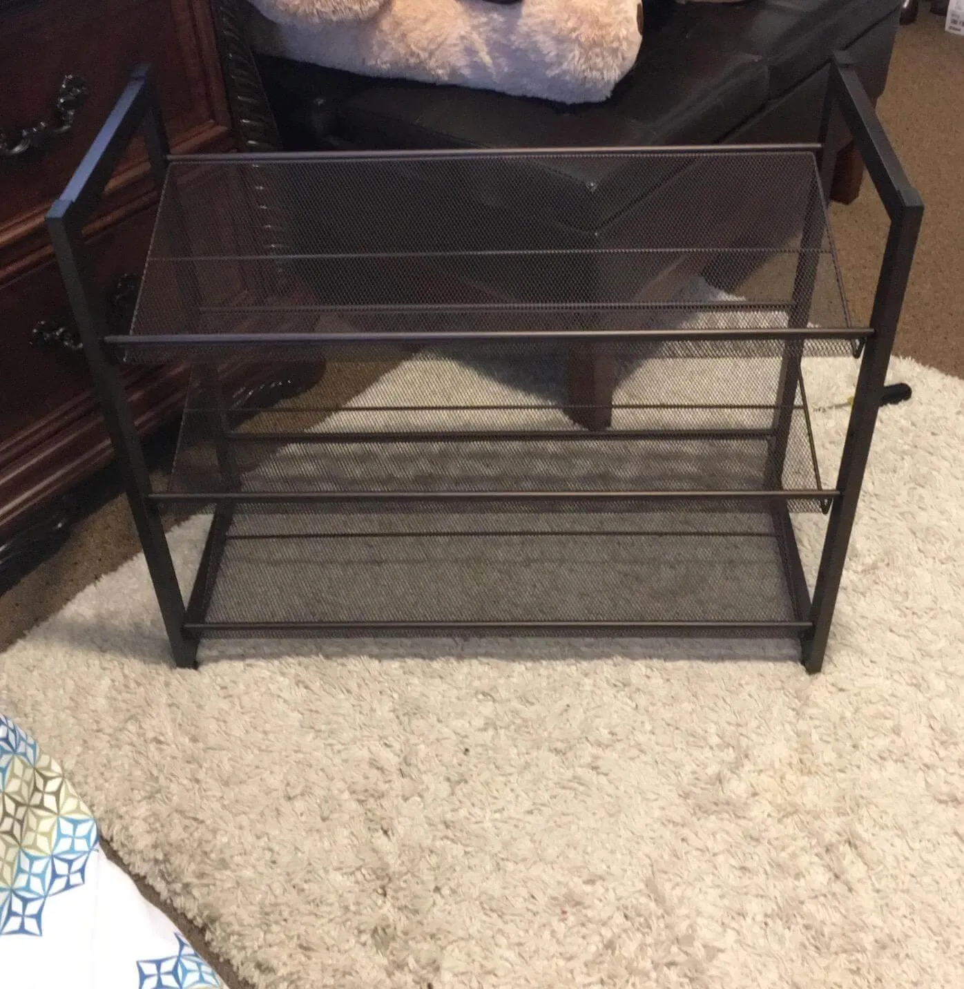 3-Tier Stackable Metal Rack Flat & Slant Adjustable Shoe Organizer Shelf for Closet Bedroom Entryway 291"x 122" x 247" Bronze