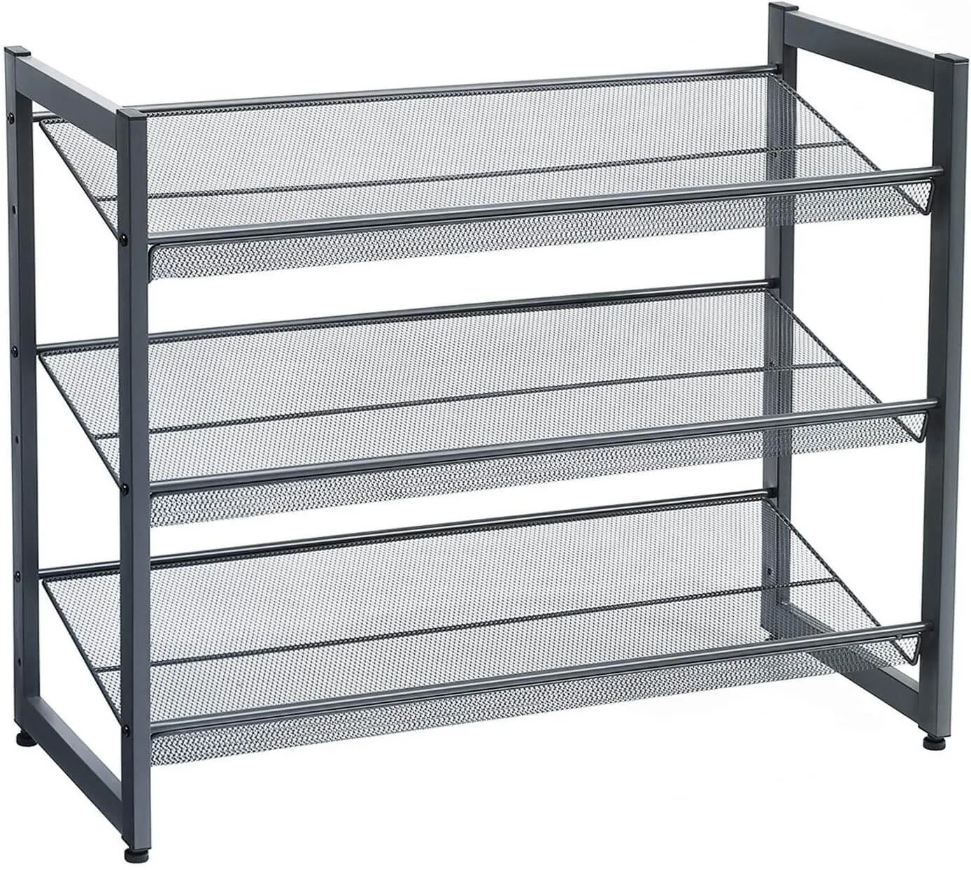 3-Tier Stackable Metal Rack Flat & Slant Adjustable Shoe Organizer Shelf for Closet Bedroom Entryway 291"x 122" x 247" Bronze