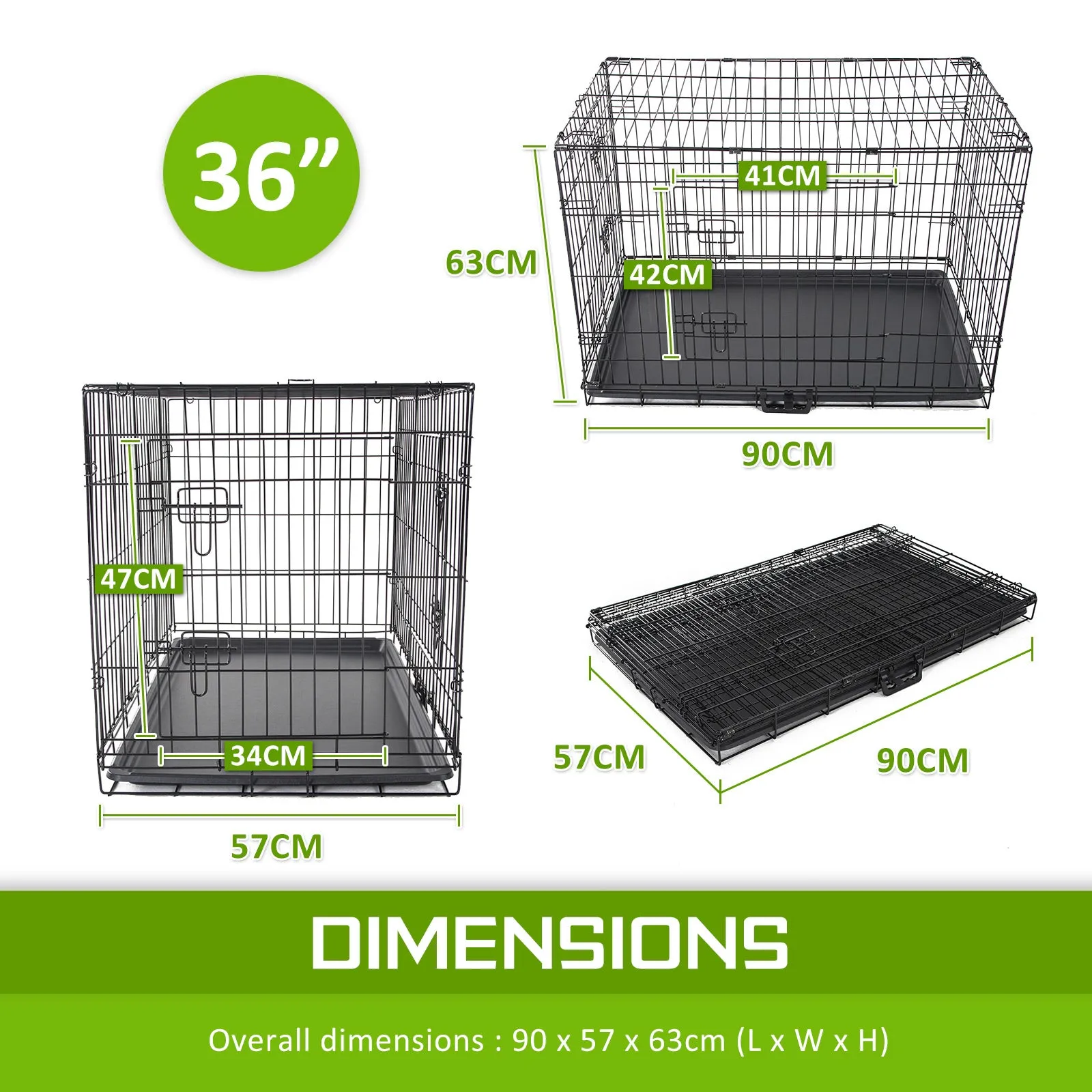36in Collapsible Wire Dog Crate with Pink Waterproof Cover