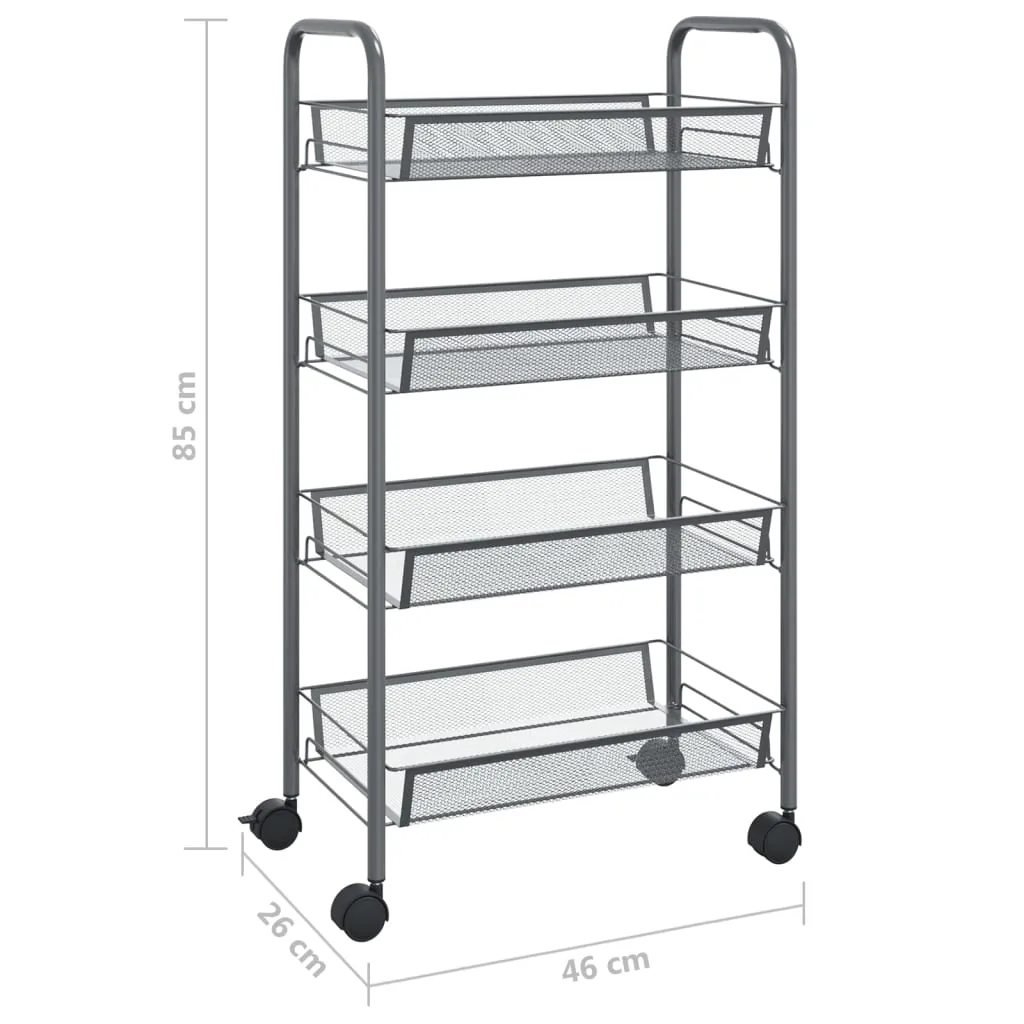 4-Tier Kitchen Trolley Grey 46x26x85 cm Iron
