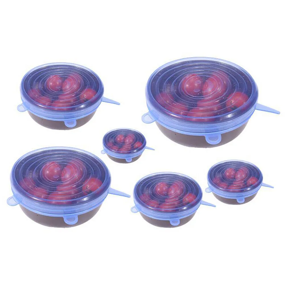 4~6 Pack Stretch Reusable Silicone Bowl Food Storage Wraps Cover Seal Fresh Lids