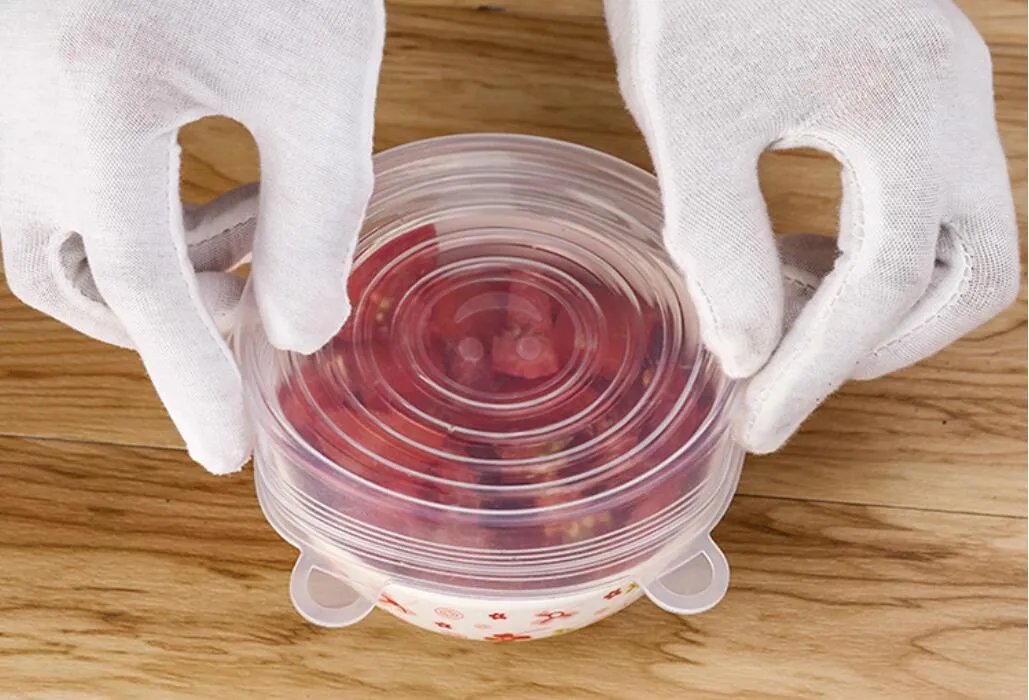 4~6 Pack Stretch Reusable Silicone Bowl Food Storage Wraps Cover Seal Fresh Lids