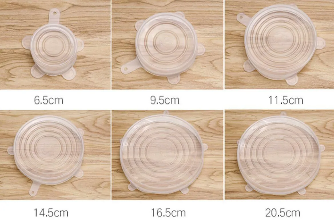 4~6 Pack Stretch Reusable Silicone Bowl Food Storage Wraps Cover Seal Fresh Lids