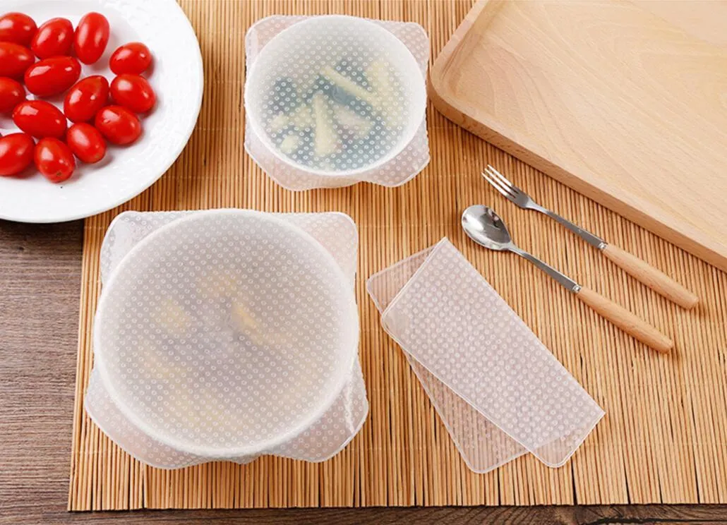 4~6 Pack Stretch Reusable Silicone Bowl Food Storage Wraps Cover Seal Fresh Lids