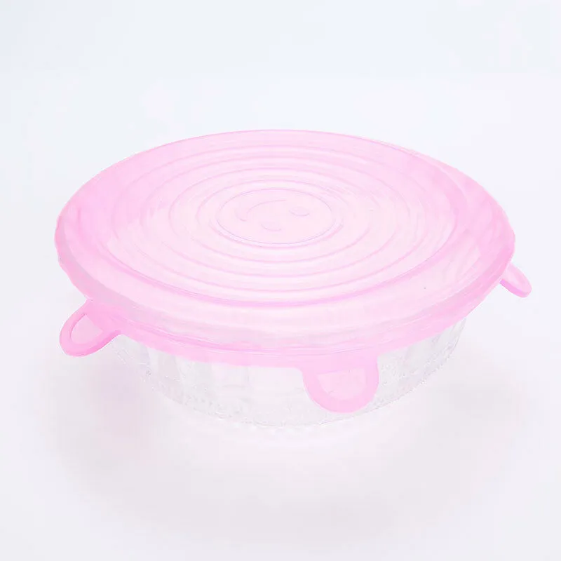 4~6 Pack Stretch Reusable Silicone Bowl Food Storage Wraps Cover Seal Fresh Lids