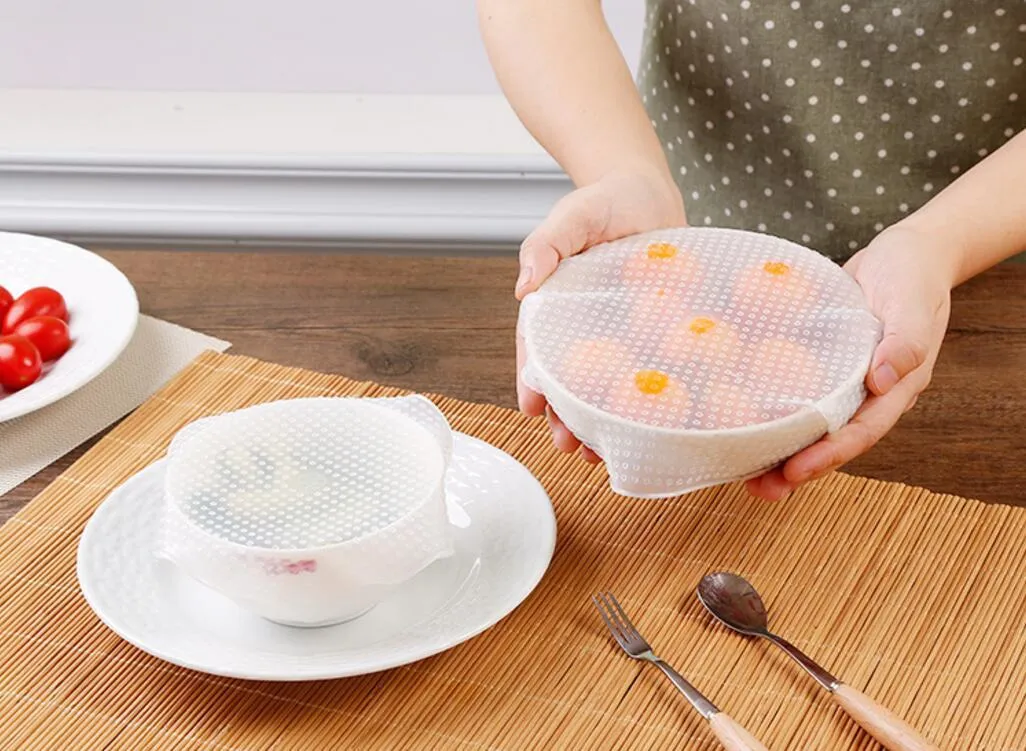 4~6 Pack Stretch Reusable Silicone Bowl Food Storage Wraps Cover Seal Fresh Lids
