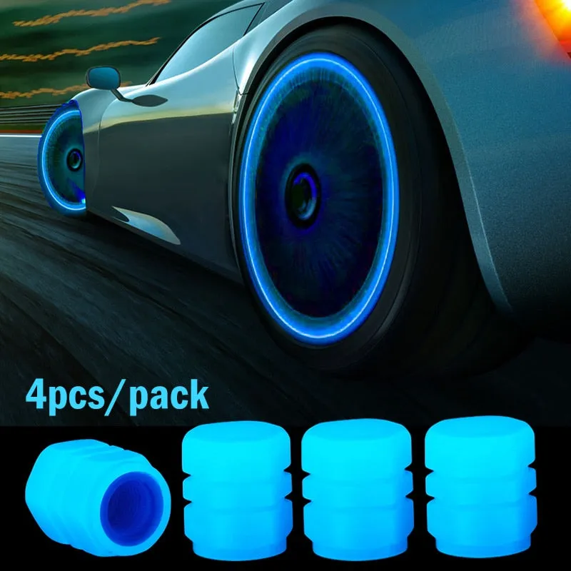 4pcs Luminous Fluorescent Night Glowing Valve Caps