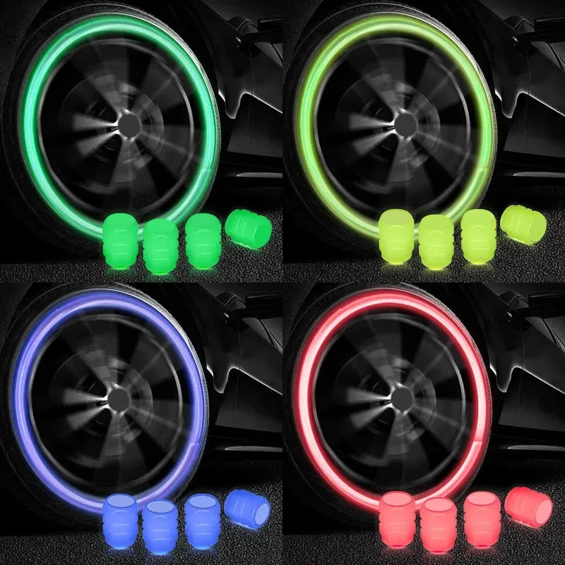 4pcs Luminous Fluorescent Night Glowing Valve Caps