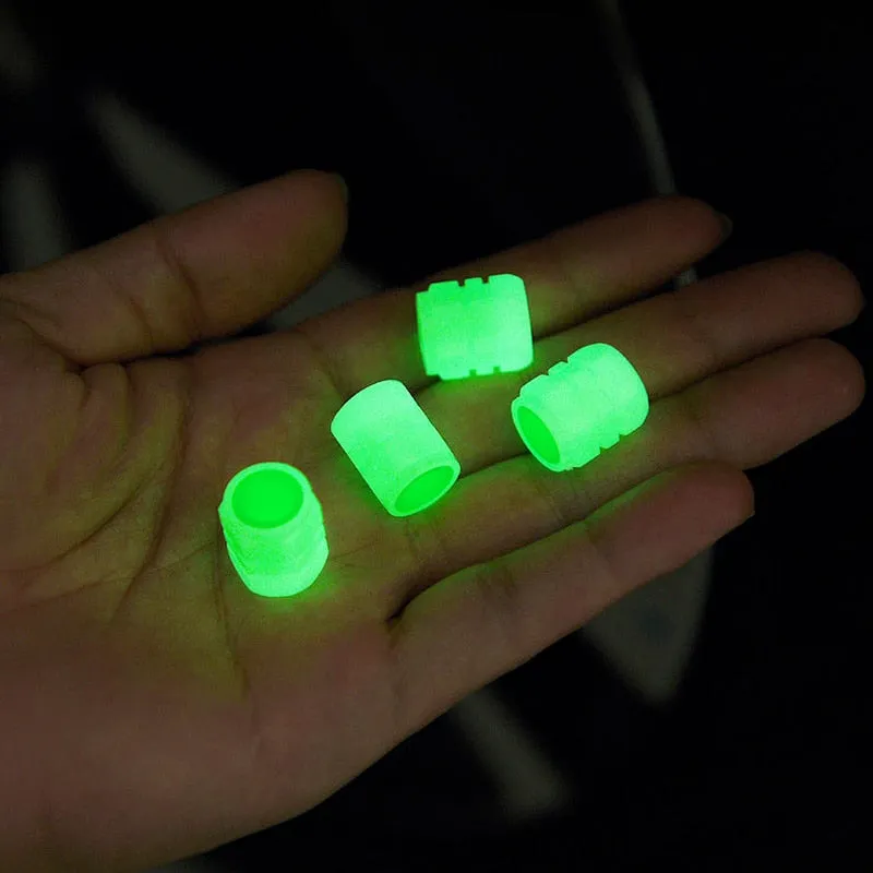 4pcs Luminous Fluorescent Night Glowing Valve Caps