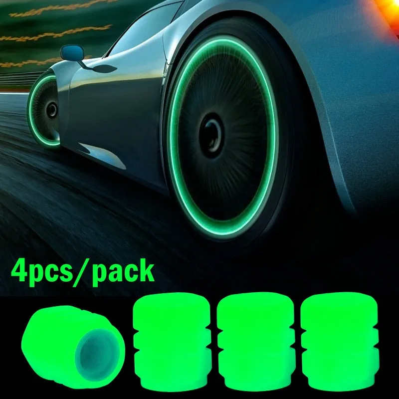 4pcs Luminous Fluorescent Night Glowing Valve Caps