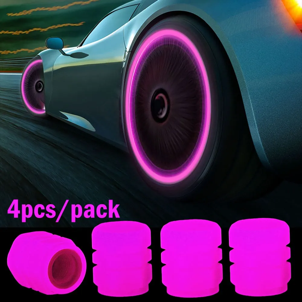 4pcs Luminous Fluorescent Night Glowing Valve Caps