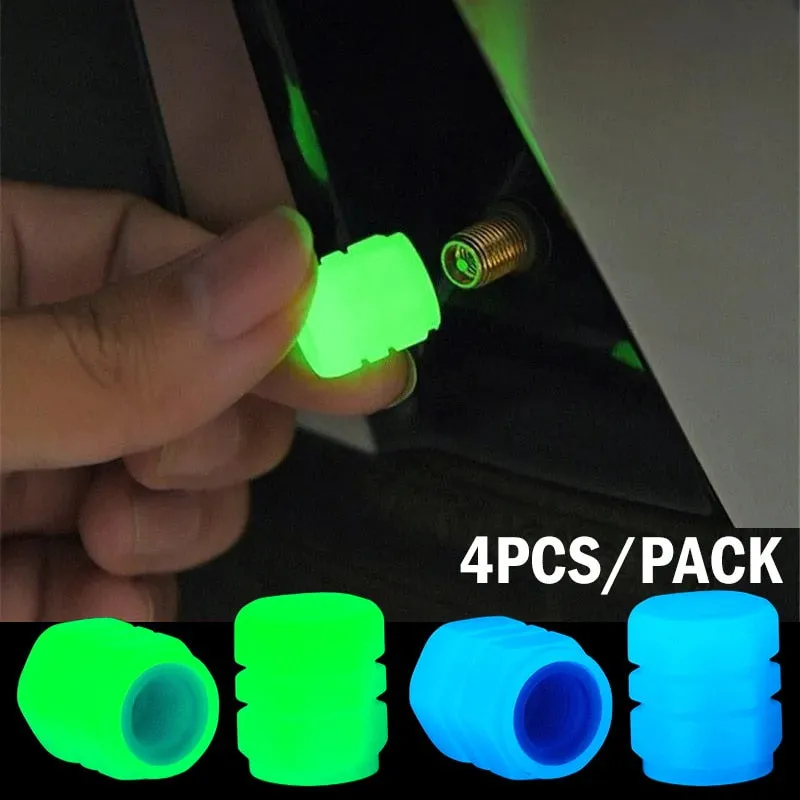 4pcs Luminous Fluorescent Night Glowing Valve Caps
