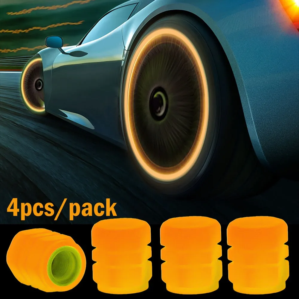 4pcs Luminous Fluorescent Night Glowing Valve Caps