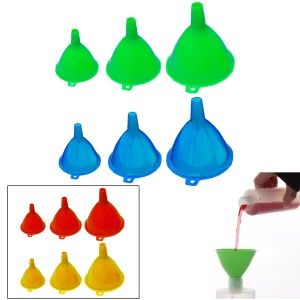 6 Pc Assorted Plastic Funnel Set Auto Home Kitchen Garden Engine Oil Water Tool