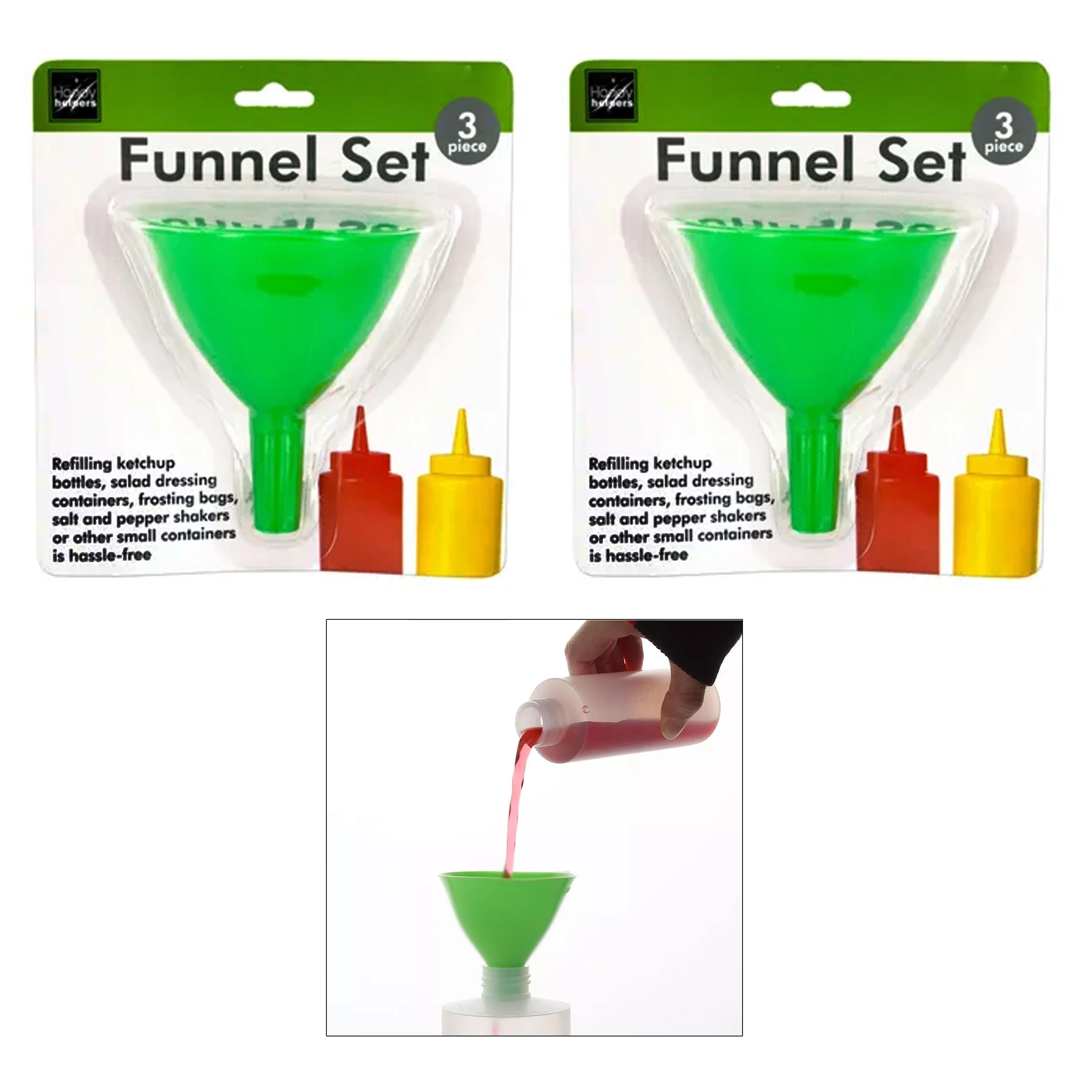 6 Pc Assorted Plastic Funnel Set Auto Home Kitchen Garden Engine Oil Water Tool