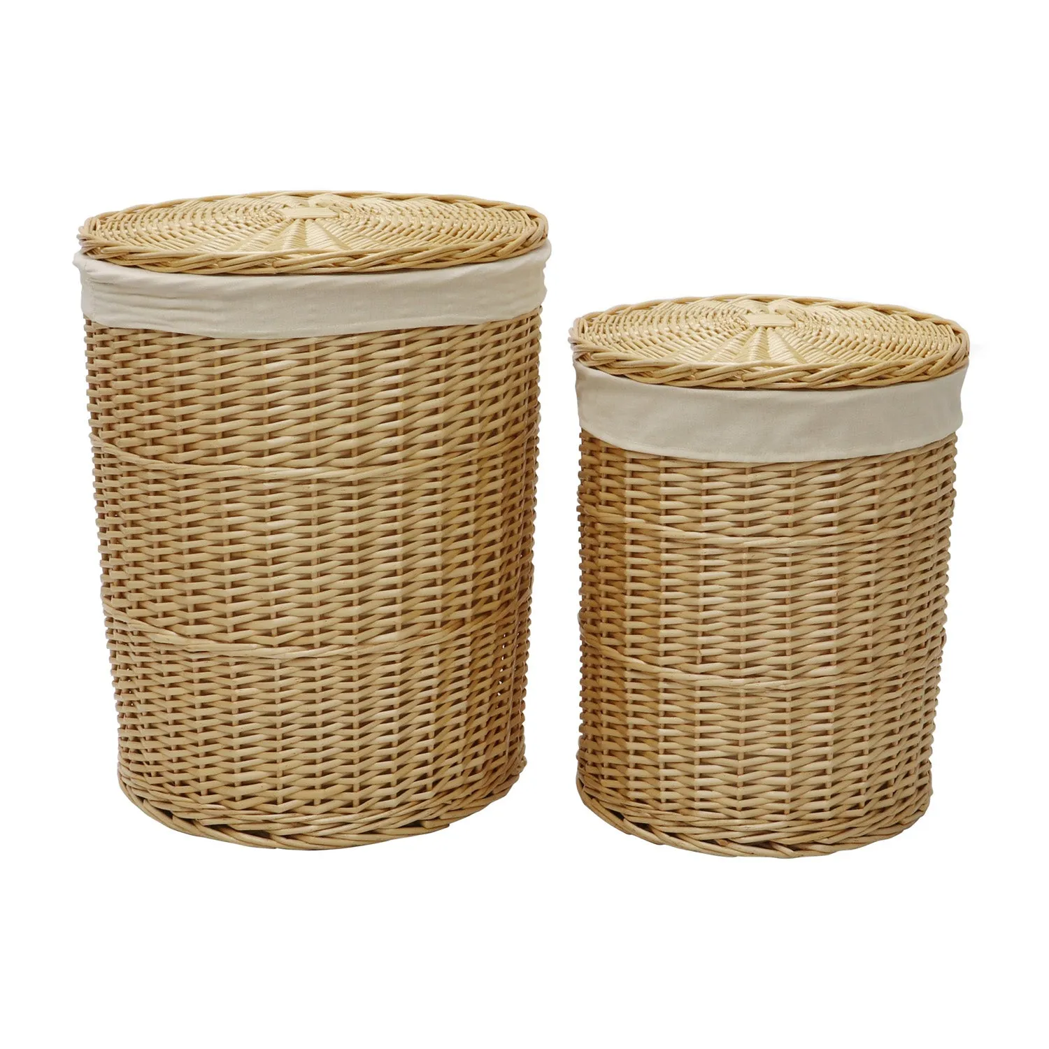 Acacia Honey Willow Round Laundry Baskets and Bins Set