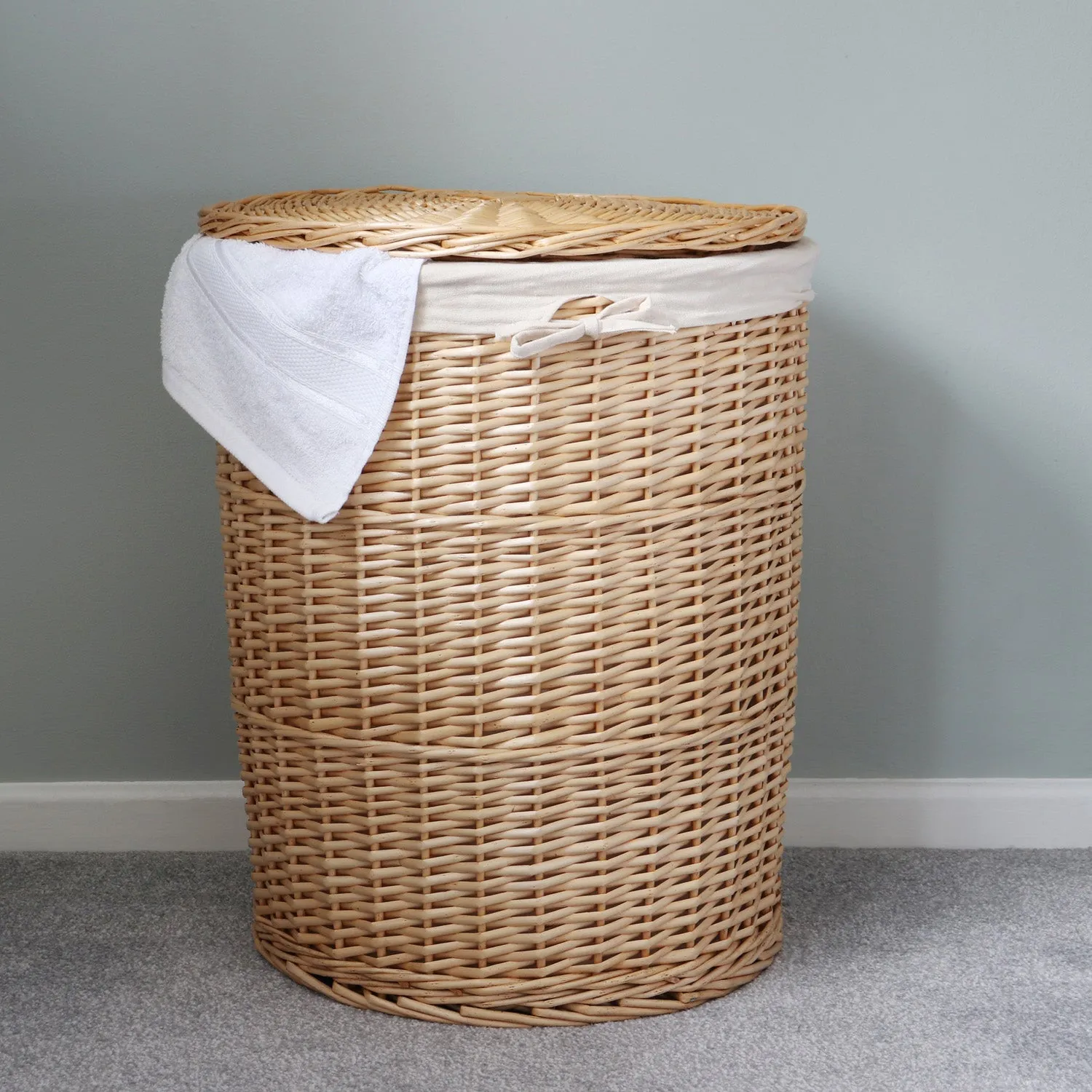 Acacia Honey Willow Round Laundry Baskets and Bins Set