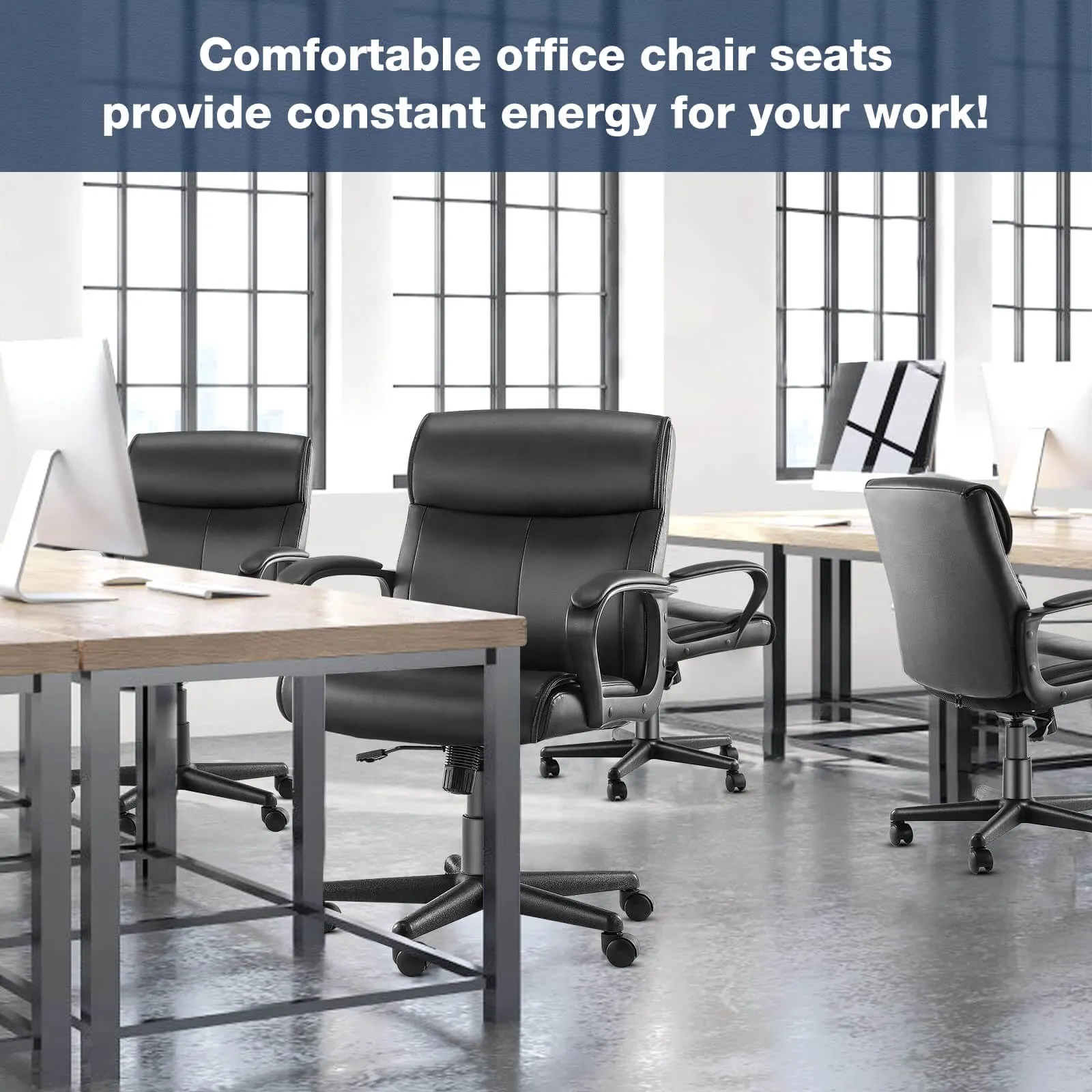 Adjustable Computer Desk Chair with Lumbar Support,Padded Armrest,Swivel Rolling