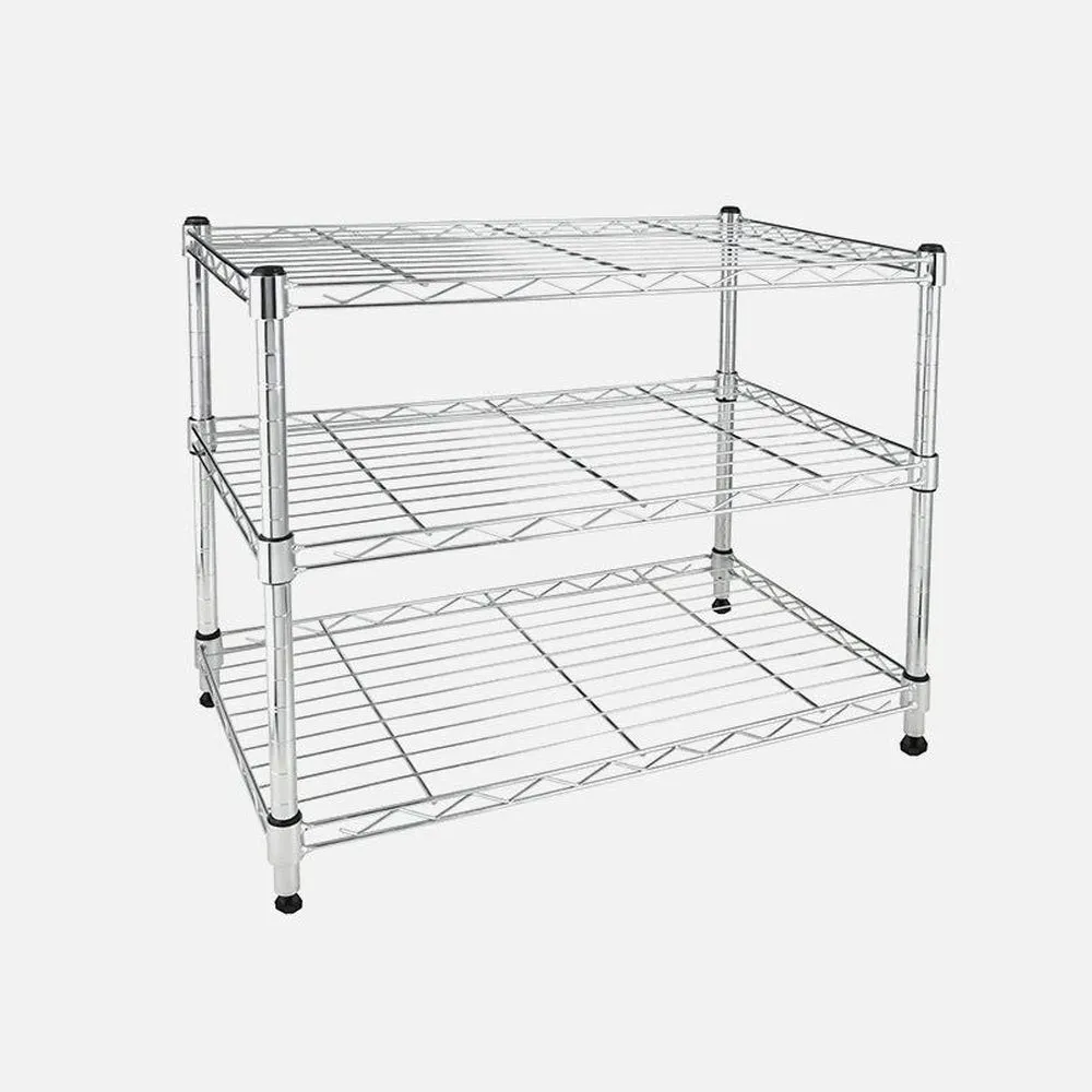 Adjustable Steel Storage Chrome Shelves 3-Tier