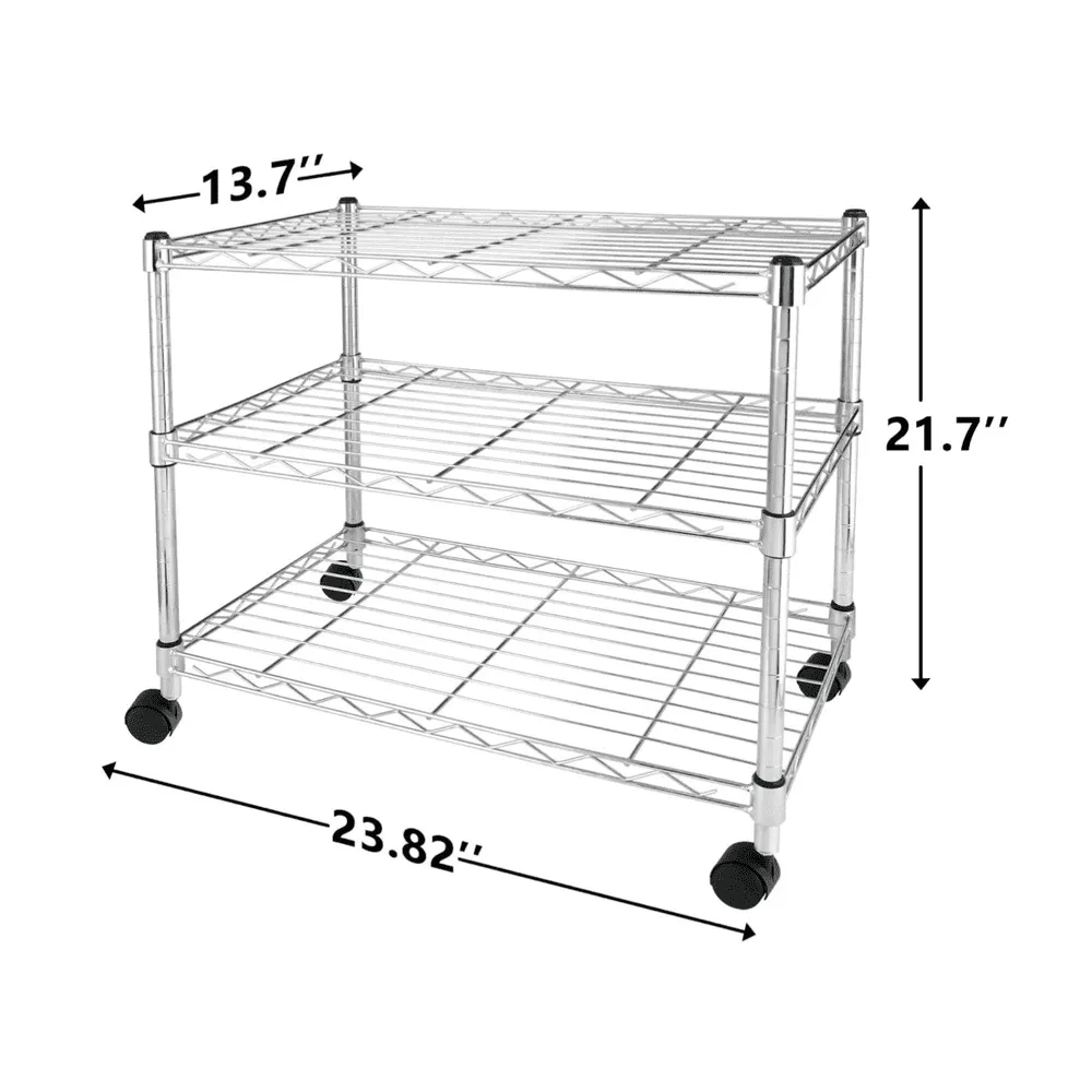 Adjustable Steel Storage Chrome Shelves 3-Tier