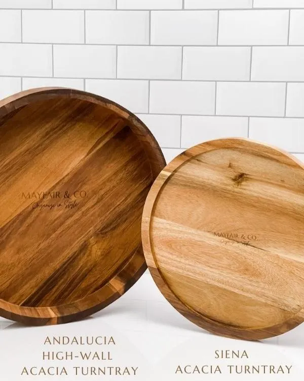 ANDALUCIA High-wall Acacia Serving Turntray