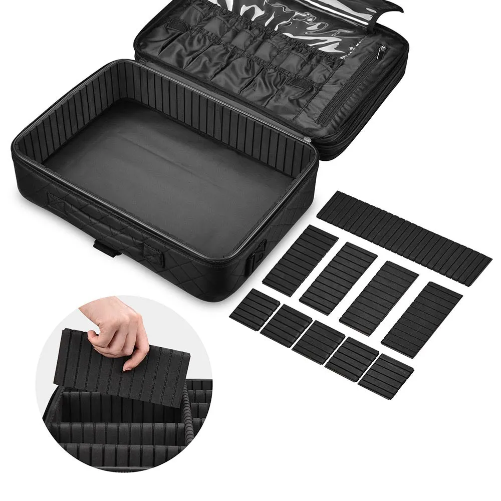 AW Black Soft Makeup Train Case with Drawer   Gift