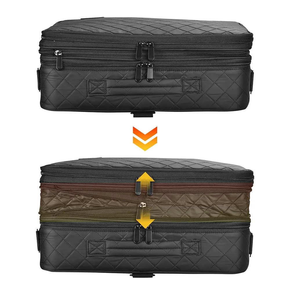 AW Black Soft Makeup Train Case with Drawer   Gift