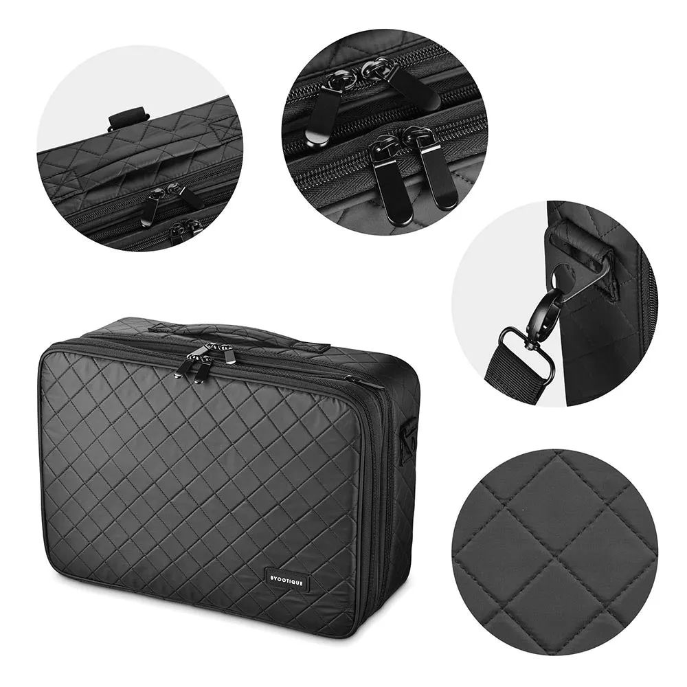 AW Black Soft Makeup Train Case with Drawer   Gift