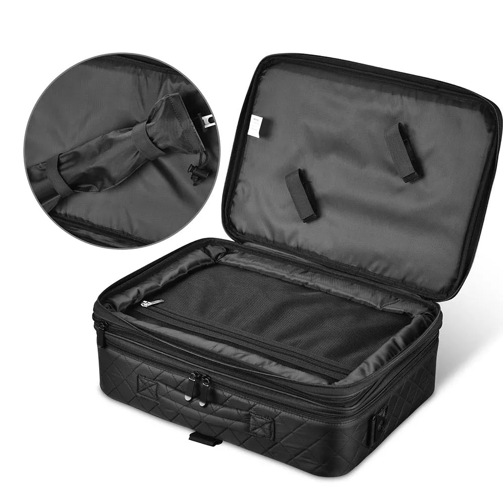 AW Black Soft Makeup Train Case with Drawer   Gift