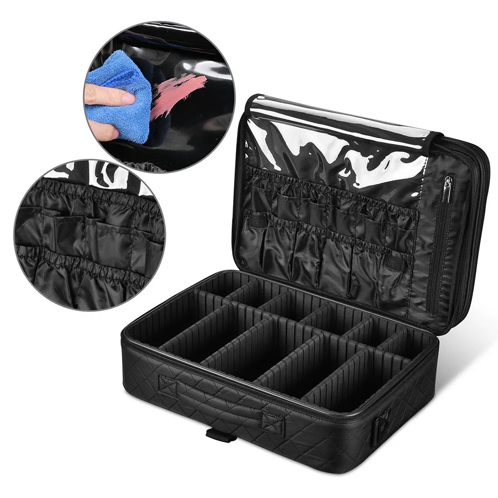 AW Black Soft Makeup Train Case with Drawer   Gift