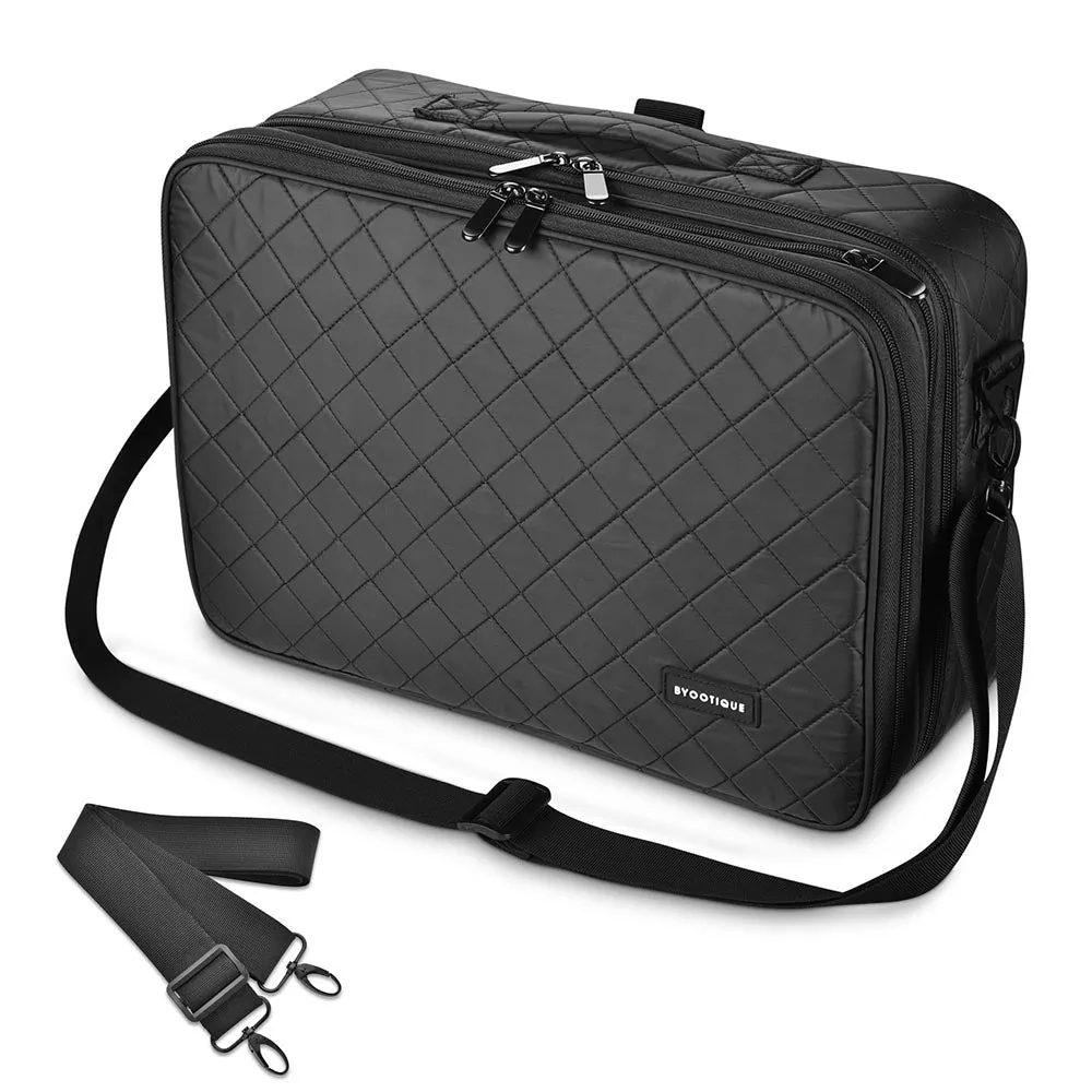 AW Black Soft Makeup Train Case with Drawer   Gift