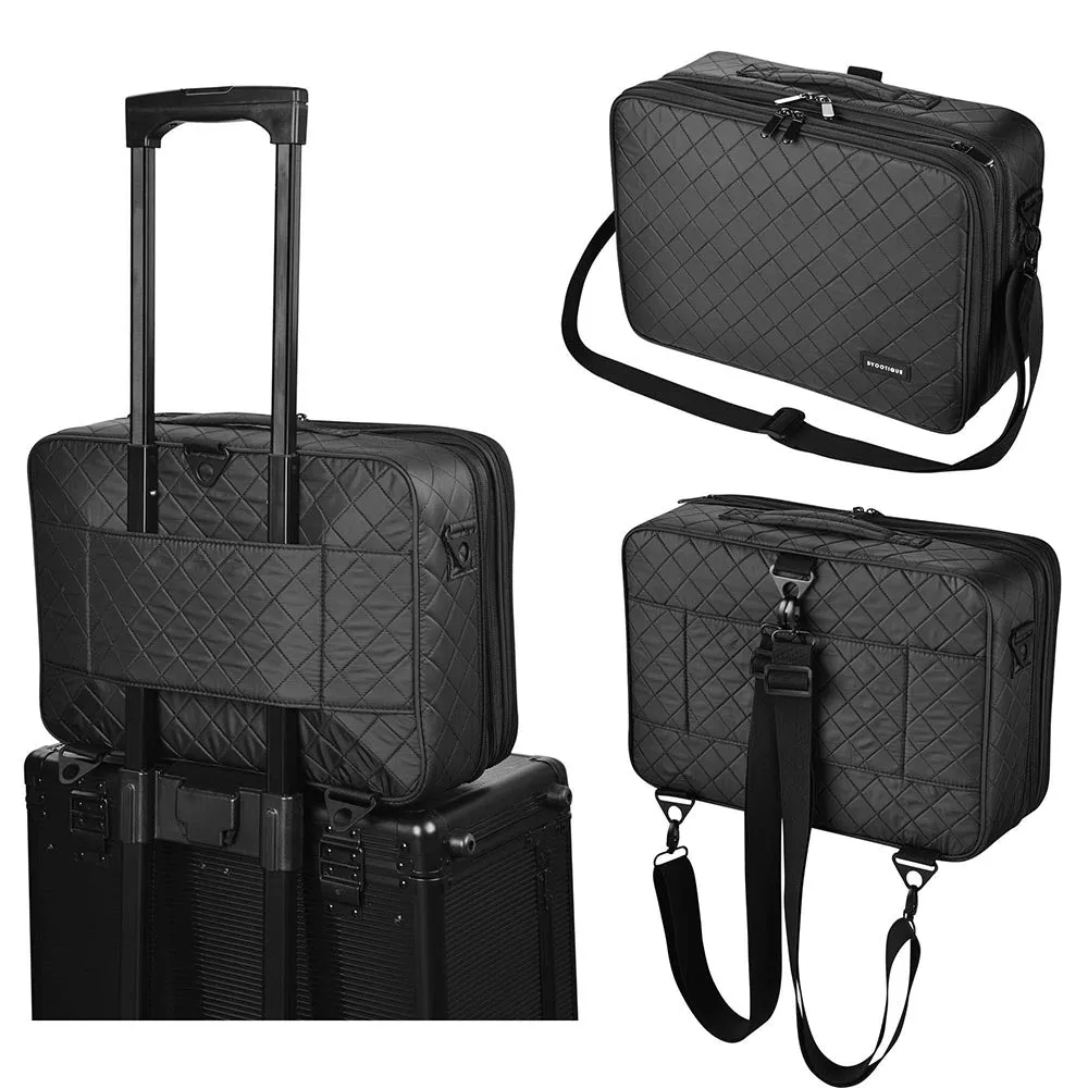 AW Black Soft Makeup Train Case with Drawer   Gift