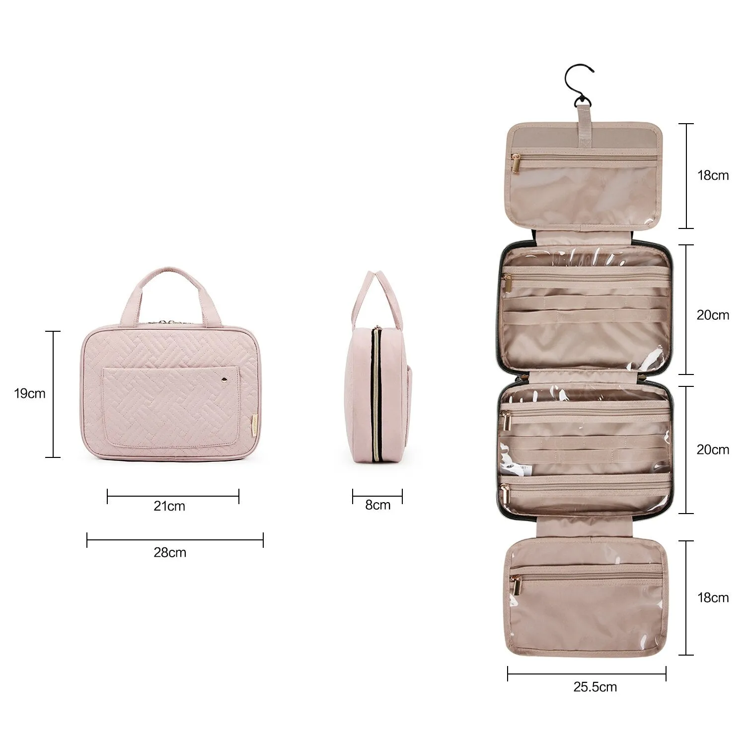 BAGSMART Toiletry Bag with Hanging Hook Water-resistant Makeup Cosmetic Bags Travel Organizer Toiletries Full Sized Container