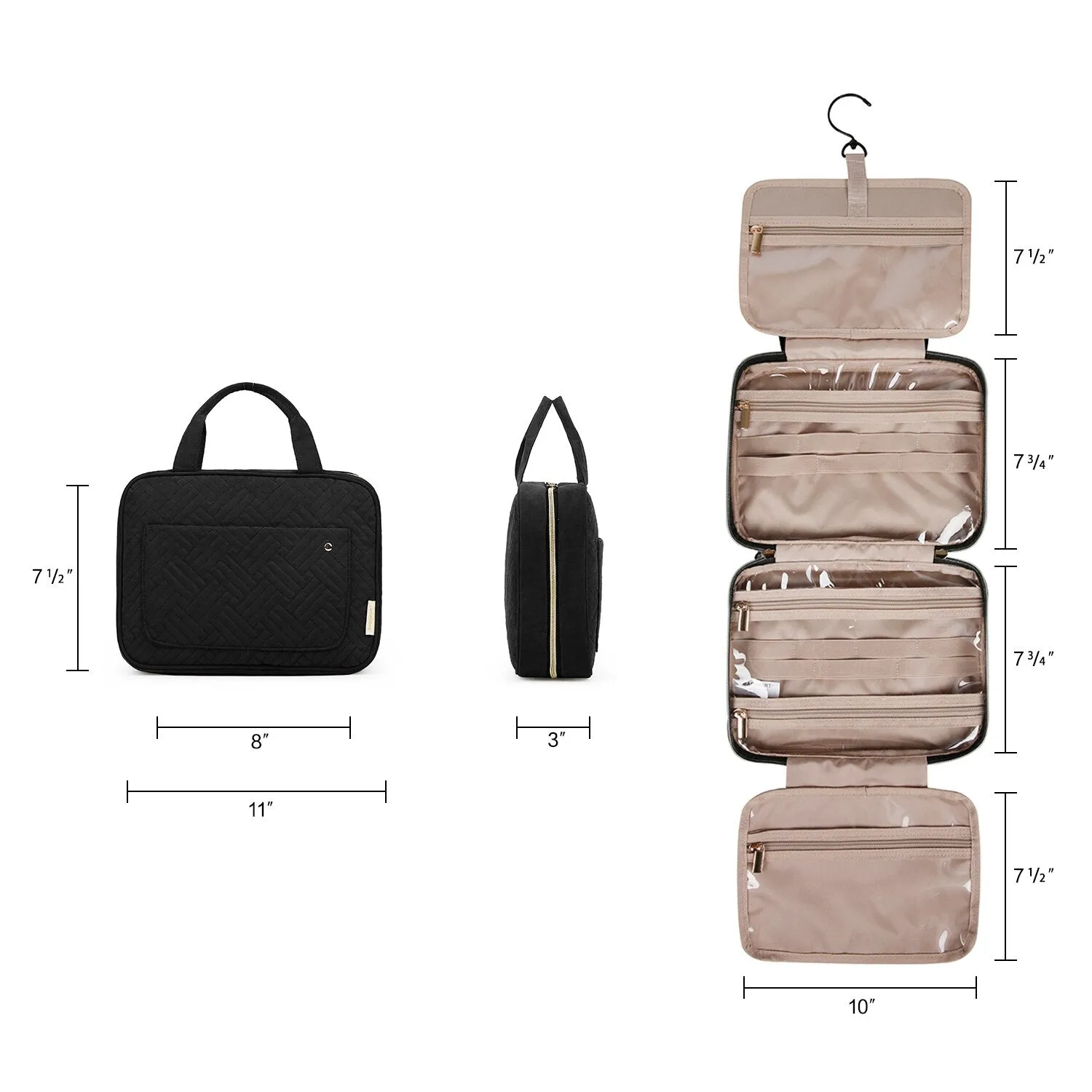 BAGSMART Toiletry Bag with Hanging Hook Water-resistant Makeup Cosmetic Bags Travel Organizer Toiletries Full Sized Container