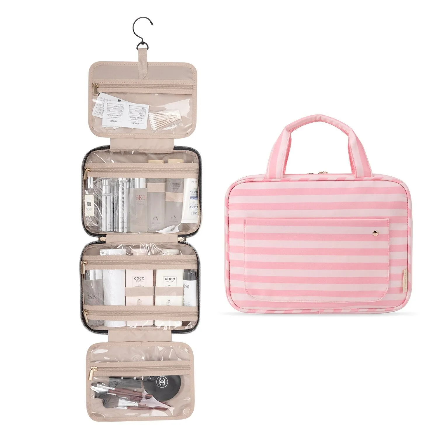 BAGSMART Toiletry Bag with Hanging Hook Water-resistant Makeup Cosmetic Bags Travel Organizer Toiletries Full Sized Container