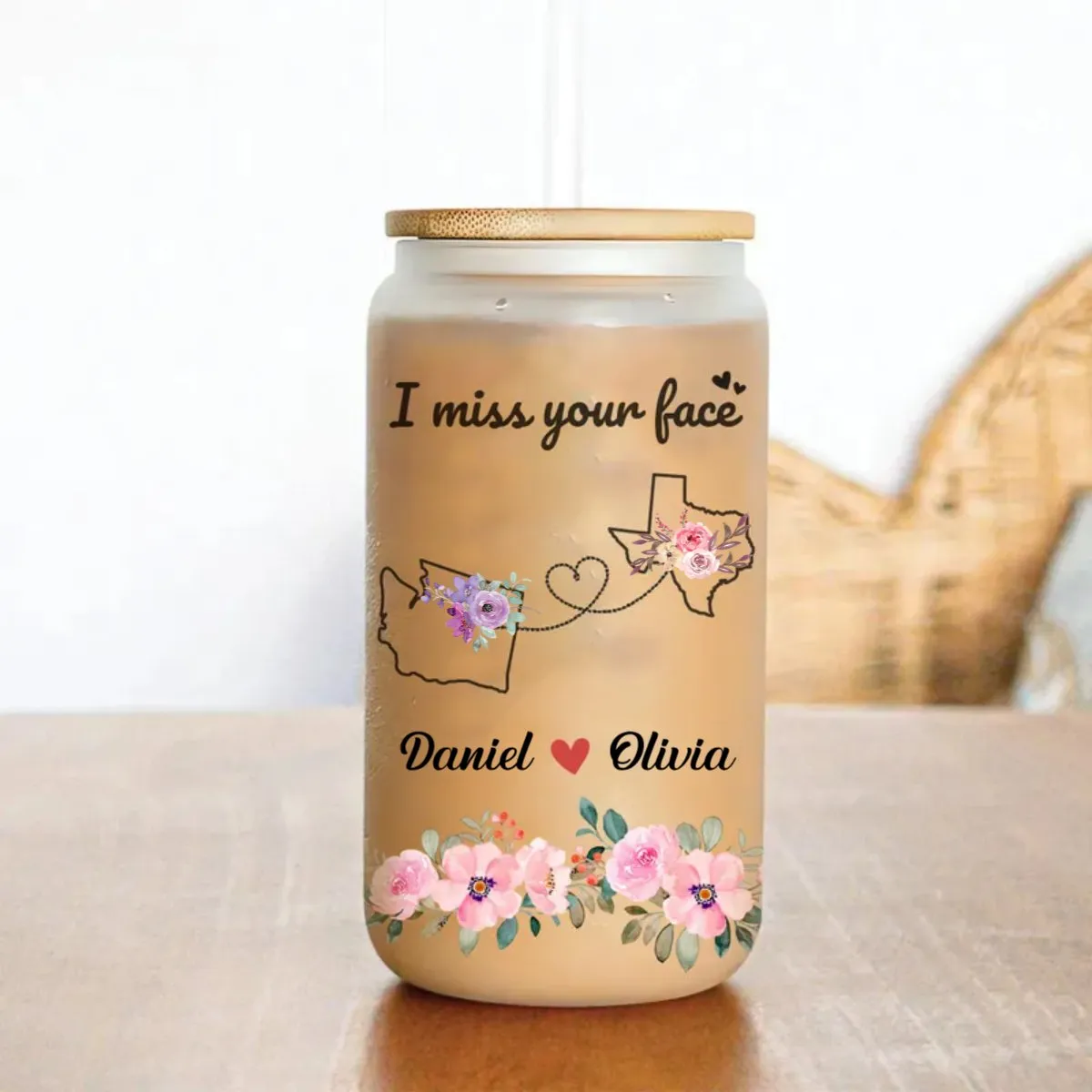 Best friends - I Miss Your Face - Personalized Glass Can