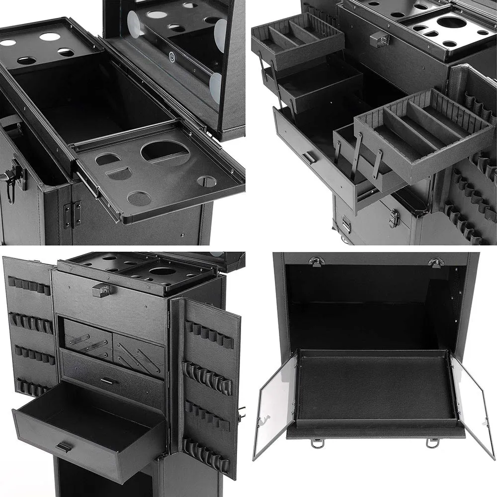 Byootique Black Pro Artist Multifunction Rolling Makeup Cosmetics Case