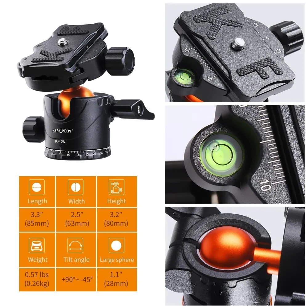 Camera Tripods Aluminum Travel Vlog Dslr Tripod Monopod with 360 Degree Panorama Ball Head Loading Up to 10kg