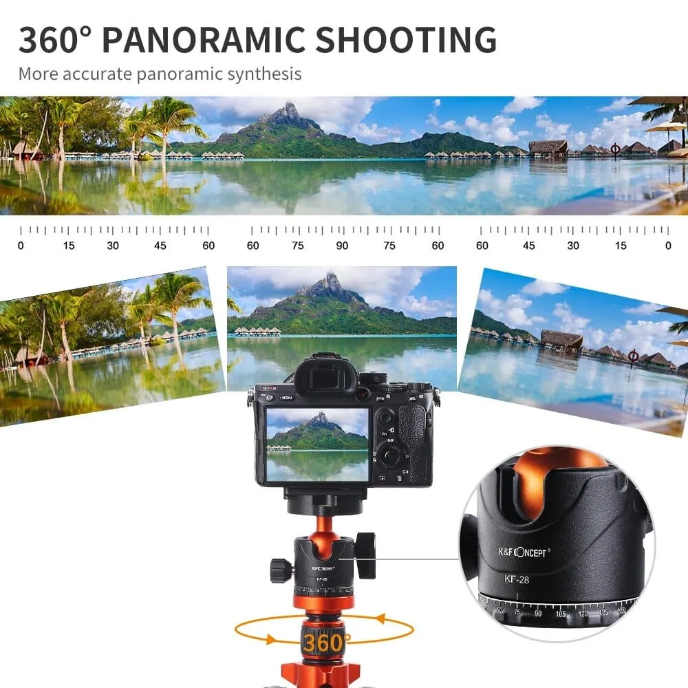 Camera Tripods Aluminum Travel Vlog Dslr Tripod Monopod with 360 Degree Panorama Ball Head Loading Up to 10kg