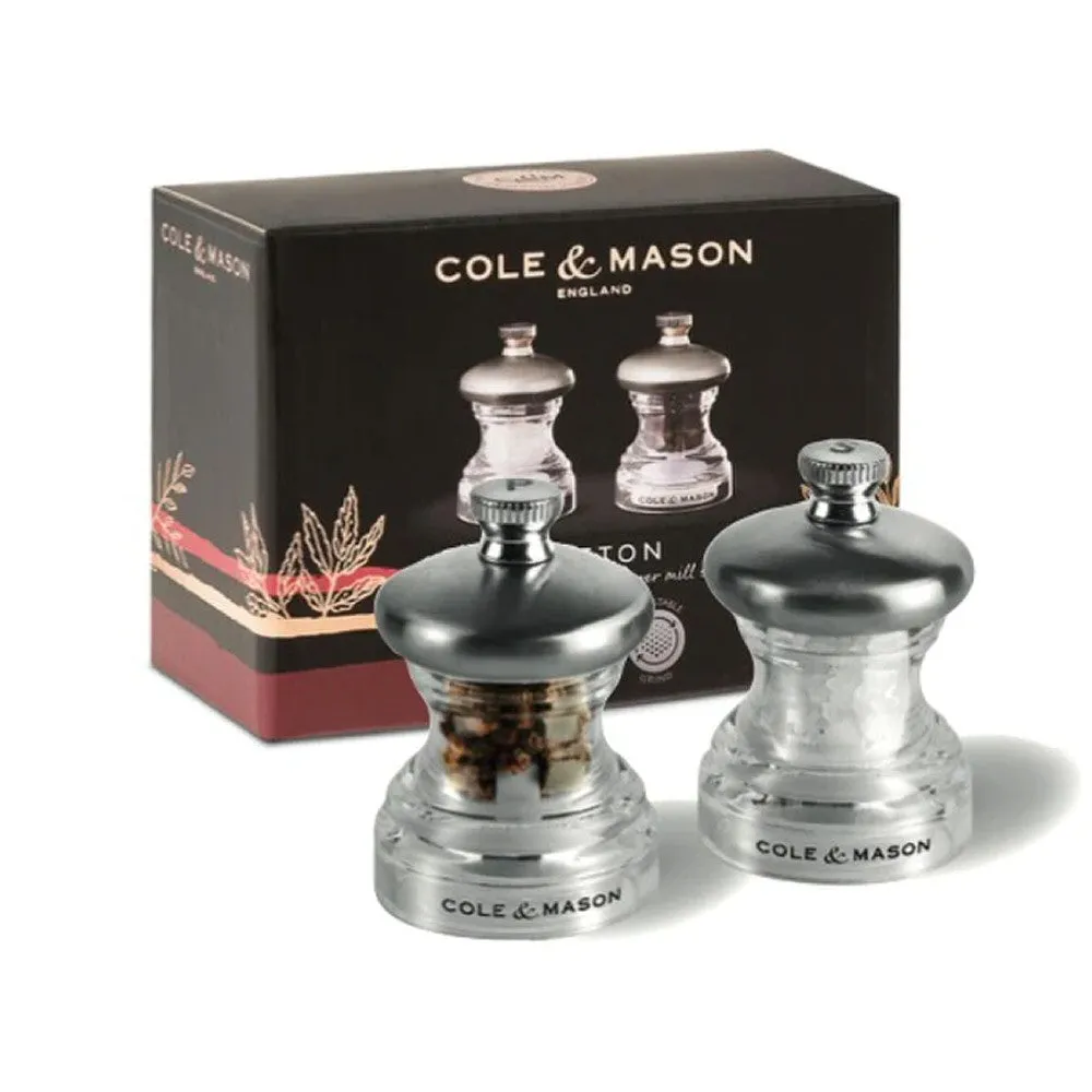 Cole & Mason 6.5cm Silver Button Mini Salt & Pepper Mill