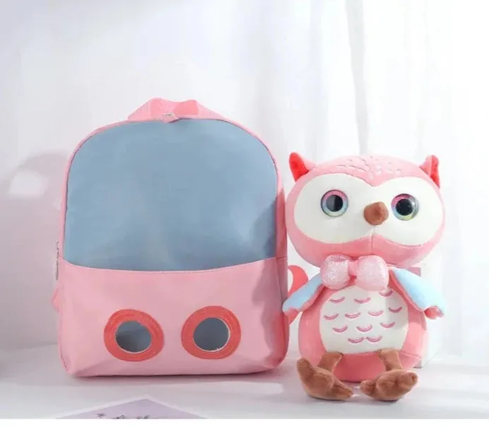 Cute Owl Theme Soft Plush Backpack for Kids