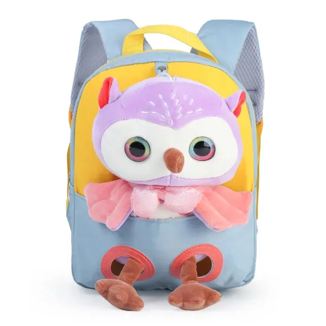 Cute Owl Theme Soft Plush Backpack for Kids
