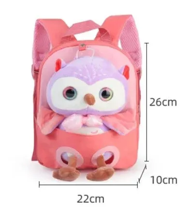 Cute Owl Theme Soft Plush Backpack for Kids