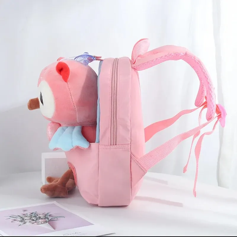 Cute Owl Theme Soft Plush Backpack for Kids