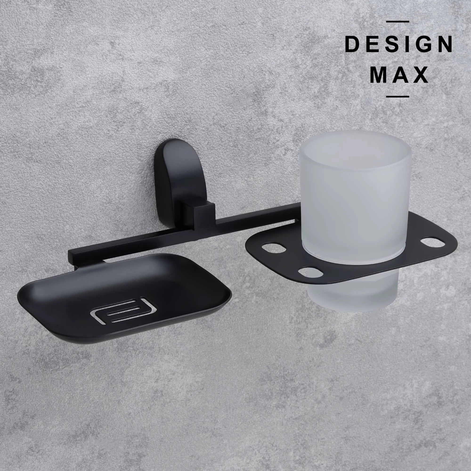 Double Wall Mounted Soap Dispenser and Glass Holder