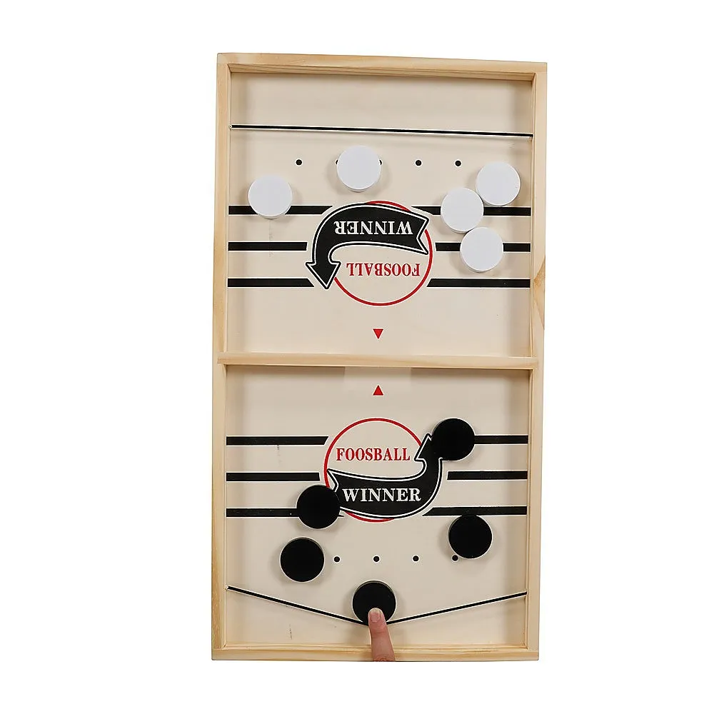Durable Wooden Sling Puck Ice Hockey Table Game, 10 Pucks