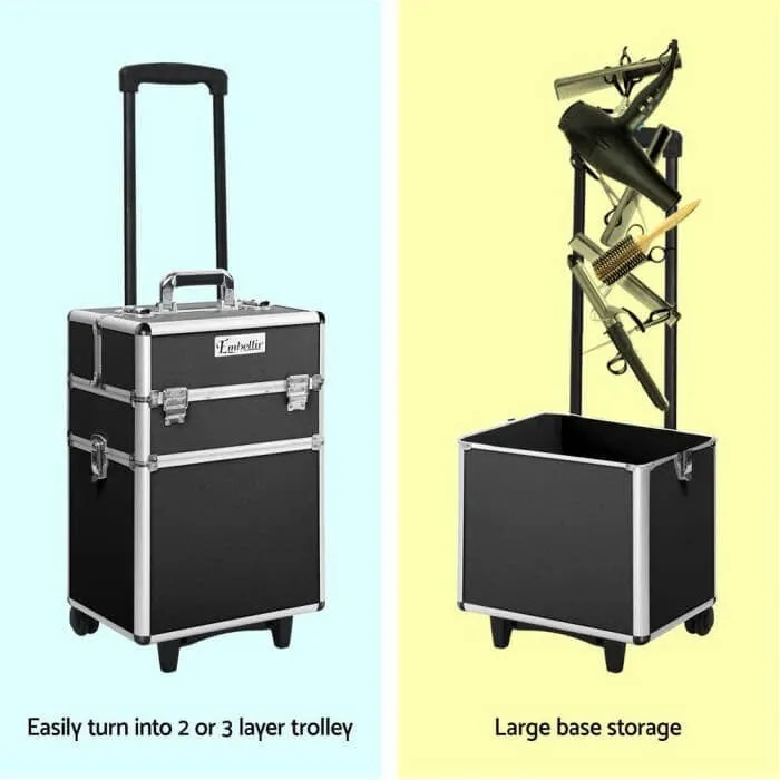Embellir 7 In 1 Portable Cosmetic Beauty Makeup Trolley - Black